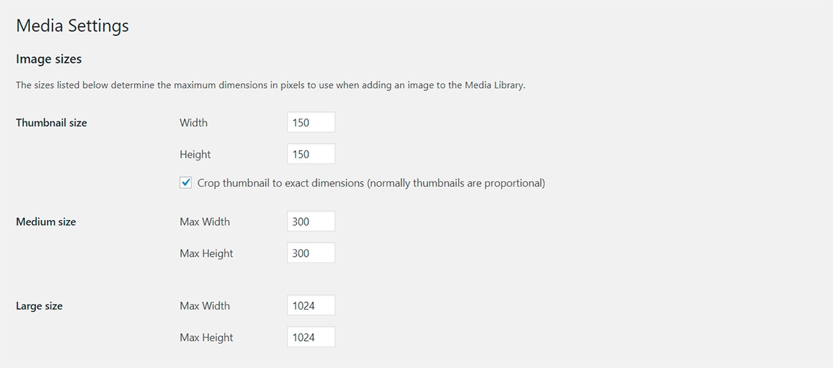 Configure WordPress Media Settings