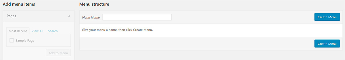 Create a Custom Menu – Appearance >> Menus