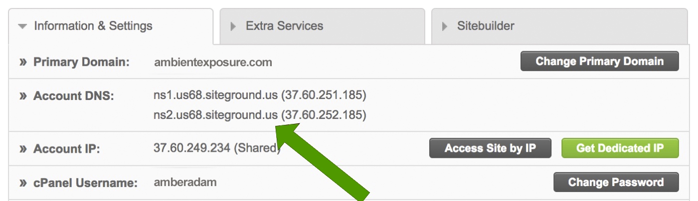 How to Locate your SiteGround NameServer Records Example - Point NameCheap Domain to SiteGround