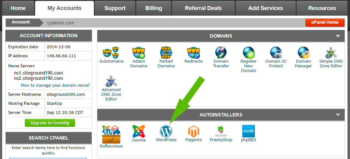 cPanel WordPress Auto Installer