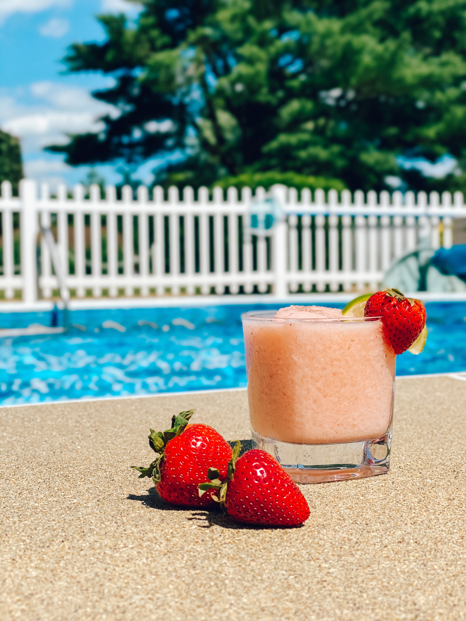 Strawberries and a Smoothie by Pool