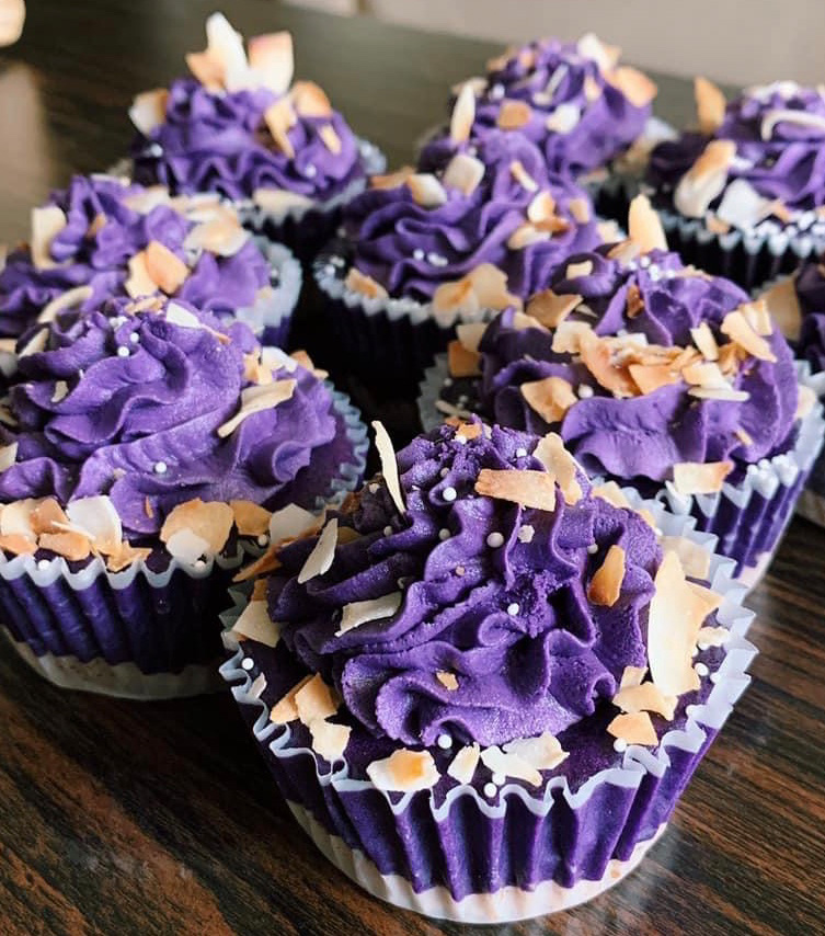 Cupcakes with purple frosting